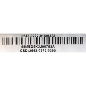 MAIN FUENTE PARA TV VIZIO SMART LED /  NUMERO DE PARTE 3643-0272-0150 (3A) / 0171-2272-7113/ 098001404010 /1902 / 005364 / 3643-0272-8395 / MODELO V435-G0 / V435-G0 LAUKQEKV